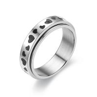 Titanium Staal paar Ring, Gesneden, mode sieraden & uniseks & verschillende grootte voor keus, zilver, 6x2mm, Verkocht door PC