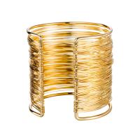 fer bracelet manchette, Rond, Placage de couleur d'or, bijoux de mode & pour femme, doré, protéger l'environnement, sans nickel, plomb et cadmium, 60mm, Diamètre intérieur:Environ 65mm, Vendu par PC