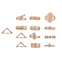 Cink Alloy Ring Set, Cink ötvözet, Kerek, arany színű aranyozott, 13 darab & divat ékszerek & mikro egyengetni cirkónia & a nő, aranysárga, nikkel, ólom és kadmium mentes, Által értékesített PC