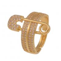 Kubieke Circonia Micro Pave Brass Ring, Messing, gold plated, meer maten voor de keuze & micro pave zirconia & voor vrouw, 20mm, Verkocht door PC