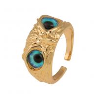 Messing Manchet Finger Ring, Uil, gold plated, uniseks & glazuur, meer kleuren voor de keuze, 21mm, Verkocht door PC