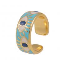 Messing Manchet Finger Ring, gold plated, uniseks & glazuur, meer kleuren voor de keuze, 20mm, Verkocht door PC