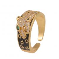 Kubieke Circonia Micro Pave Brass Ring, Messing, gold plated, uniseks & micro pave zirconia & glazuur, 21mm, Verkocht door PC