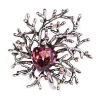 Crystal broche, Zinc Alloy, met Tsjechisch & Kristal, Sneeuwvlok, plated, voor vrouw & met strass & zwart maken, meer kleuren voor de keuze, nikkel, lood en cadmium vrij, 57x64mm, 10pC's/Lot, Verkocht door Lot