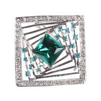 Broche cristal, alliage de zinc, avec Tchèque & cristal, Motif géométrique, Placage de couleur platine, pour femme & avec strass & creux, protéger l'environnement, sans nickel, plomb et cadmium, 35x35mm, 10PC/lot, Vendu par lot