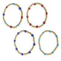 Evil Eye Jewelry Bracelet Brass with Plastic gold color plated for woman Length Approx 6.6 Inch Sold By PC