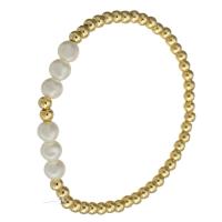 Messing Armbanden, met Plastic Pearl, gold plated, voor vrouw, Lengte Ca 6.8 inch, Verkocht door PC