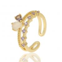 Cúbicos Circonia Micro Pave anillo de latón, metal, chapado en color dorado, Ajustable & micro arcilla de zirconia cúbica & para mujer, 22mm, Vendido por UD