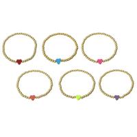 Messing Armbanden, met Plastic, Hart, gold plated, voor vrouw, meer kleuren voor de keuze, Lengte Ca 6.6 inch, Verkocht door PC