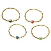 Pulseras de latón, metal, chapado en color dorado, Tai Ji & para mujer & esmalte, más colores para la opción, longitud aproximado 6.6 Inch, Vendido por UD