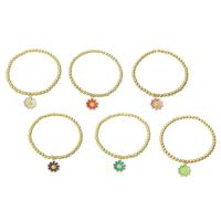 Pulseras de latón, metal, Flor, chapado en color dorado, para mujer & esmalte, más colores para la opción, longitud aproximado 6.6 Inch, Vendido por UD