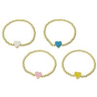 Pulseras de latón, metal, Corazón, chapado en color dorado, para mujer & esmalte, más colores para la opción, longitud aproximado 6.8 Inch, Vendido por UD