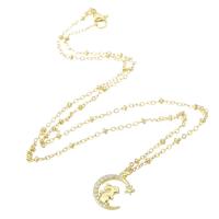 Cubic Zircon Micro Pave Brass Necklace gold color plated micro pave cubic zirconia & for woman Length Approx 18 Inch Sold By PC