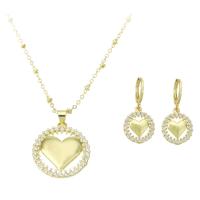 Cubic Zirconia Micro effenen koperen sieraden Sets, Messing, gold plated, verschillende stijlen voor de keuze & micro pave zirconia & voor vrouw & hol, 20x23x3mm, Lengte Ca 18 inch, Verkocht door PC