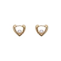 Zinc Alloy Hendel weer Earring, met Plastic Pearl, plated, mode sieraden & voor vrouw, meer kleuren voor de keuze, nikkel, lood en cadmium vrij, 15x13mm, Verkocht door pair