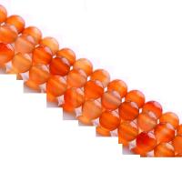 Agat pärlor, Rund, DIY, rödorange, Såld Per Ca 38 cm Strand