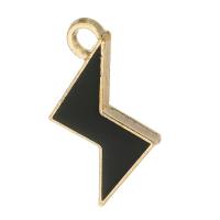 Zinc Alloy émail Pendants, alliage de zinc, Symbole de la foudre, Placage de couleur d'or, unisexe, noire, protéger l'environnement, sans nickel, plomb et cadmium, 12x21x2mm, Trou:Environ 3mm, Environ 500PC/sac, Vendu par sac