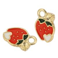 Zinc Alloy Enamel Pendants Strawberry gold color plated Unisex red nickel lead & cadmium free Approx 2mm Approx Sold By Bag