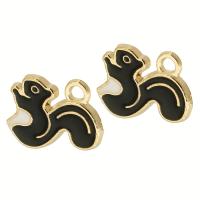 Zink legering emalje vedhæng, Zinc Alloy, Squirrel, guldfarve belagt, Unisex, sort, nikkel, bly & cadmium fri, 15x12x1.50mm, Hole:Ca. 2mm, Ca. 500pc'er/Bag, Solgt af Bag