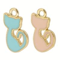 Zinc Alloy Enamel Pendants Cat gold color plated Unisex nickel lead & cadmium free Approx 2mm Approx Sold By Bag