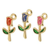 Emaille hangers met zink legering, Zinc Alloy, Rose, gold plated, uniseks & glazuur, meer kleuren voor de keuze, nikkel, lood en cadmium vrij, 9x18x2mm, Gat:Ca 2mm, Ca 500pC's/Bag, Verkocht door Bag