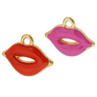 Zink legering emalje vedhæng, Zinc Alloy, Lip, guldfarve belagt, Unisex, flere farver til valg, nikkel, bly & cadmium fri, 18x13.50x3mm, Hole:Ca. 2mm, Ca. 500pc'er/Bag, Solgt af Bag