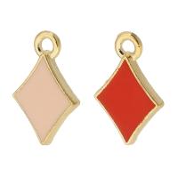 Ciondoli di smalto di lega di zinco, lega in zinco, Rhombus, placcato color oro, unisex, nessuno, assenza di nichel,piombo&cadmio, 10x15x2mm, Foro:Appross. 2mm, Appross. 500PC/borsa, Venduto da borsa