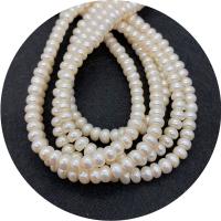 Knapp odlad sötvattenspärla pärlor, Freshwater Pearl, Flat Round, polerad, DIY & olika storlek för val, vit, Såld Per Ca 14.96 inch Strand