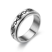 Titanium Staal Finger Ring, Gesneden, mode sieraden & uniseks & verschillende grootte voor keus, zilver, 6x2mm, Verkocht door PC