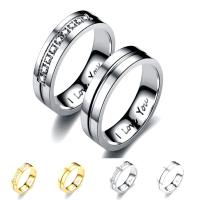 Anillos para Parejas, Acero inoxidable 201, unisexo & diverso tamaño para la opción & diferentes estilos para la opción & con diamantes de imitación, más colores para la opción, 6mm, Vendido por UD