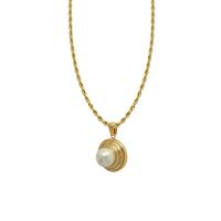 Acier titane collier, avec perle de plastique, avec 1.97inch chaînes de rallonge, Plaqué or 18K, bijoux de mode & pour femme, doré, 2mm,19*12mm, Longueur Environ 15.75 pouce, Vendu par PC