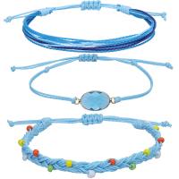 Mode créer Bracelets cordon de cire, Ciré Nylon, avec cristal & résine, Rond, fait à la main, trois pièces & bijoux de mode & pour femme, plus de couleurs à choisir, Longueur 15-22 cm, Vendu par fixé