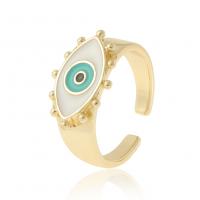 Evil Eye sieraden vinger ring, Messing, oog, gold plated, Verstelbare & voor vrouw & glazuur, 22mm, Verkocht door PC