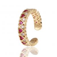 Kubieke Circonia Micro Pave Brass Ring, Messing, gold plated, Verstelbare & micro pave zirconia & voor vrouw, 22mm, Verkocht door PC