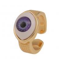 Mal de ojo del anillo de dedo de la joyería, metal, chapado en color dorado, Ajustable & para mujer & esmalte, más colores para la opción, 23mm, Vendido por UD