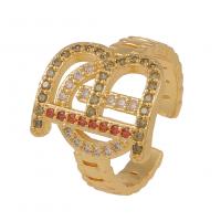 Kubieke Circonia Micro Pave Brass Ring, Messing, Letter B, gold plated, Verstelbare & micro pave zirconia & voor vrouw, meer kleuren voor de keuze, 22mm, Verkocht door PC