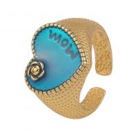 metal Anillo de dedo Cuff, Corazón, chapado en color dorado, Ajustable & para mujer & esmalte, más colores para la opción, 24mm, Vendido por UD