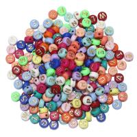 Perles acrylique alphabet, Placage, DIY, couleurs mélangées, 4x7mm, 100PC/sac, Vendu par sac