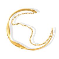 Acier titane bracelet manchette, Placage, pour femme, doré, 150x4mm, Vendu par PC