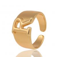 laiton Cuff Bague, lettre, Placage de couleur d'or, Réglable & unisexe & multiple tailles pour le choix, 20mm, Vendu par PC