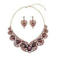 Crystal Jewelry Sets earring & necklace Zinc Alloy with Crystal zinc alloy lobster clasp zinc alloy post pin for woman & with rhinestone 55mm Length 43 cm Sold By Set