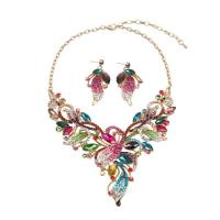 Crystal Jewelry Sets earring & necklace Zinc Alloy with Crystal zinc alloy lobster clasp zinc alloy post pin for woman & with rhinestone 58mm Length 43 cm Sold By Set