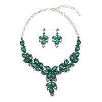 Crystal Jewelry Sets earring & necklace Zinc Alloy with Crystal zinc alloy lobster clasp zinc alloy post pin for woman 48mm Length 43 cm Sold By Set