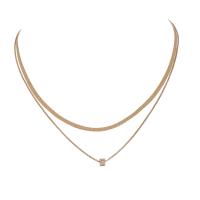 Zircônio cúbico Micro Pave colar de bronze, cobre, Bronze fecho da lagosta, Camada Dupla & micro pavimento em zircônia cúbica & para mulher, dourado, vendido por PC