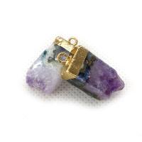 ametista pendente, with ottone, Irregolare, placcato color oro, DIY, viola, 12x28mm, Venduto da PC