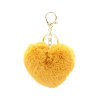 Key Chain, Kunstig + pels, med Zinc Alloy, Heart, guldfarve belagt, Bæredygtig, flere farver til valg, 100x140mm, Solgt af PC