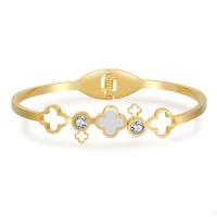 Acier titane bracelet ordinaire, avec zircon cubique & coquille, Rond, Placage, bijoux de mode & pour femme, plus de couleurs à choisir, 10mm,2mm, Diamètre intérieur:Environ 60mm, Vendu par PC