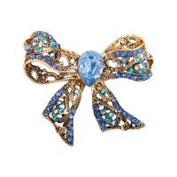 Crystal broche, Zinc Alloy, met Kristal, Strik, plated, mode sieraden & voor vrouw & met strass, meer kleuren voor de keuze, nikkel, lood en cadmium vrij, 50x45mm, 10pC's/Lot, Verkocht door Lot