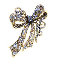 Rhinestone Broche, Zinc Alloy, Bowknot, guldfarve belagt, for kvinde & med rhinestone, flere farver til valg, nikkel, bly & cadmium fri, 70x100mm, 10pc'er/Lot, Solgt af Lot