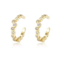 Pendientes Ear Cuff, Plata de ley 925, chapado, micro arcilla de zirconia cúbica & para mujer, más colores para la opción, 13mm, Vendido por Par